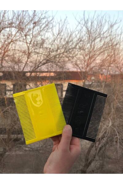 Metler Çift Yönlü Tarak Ince Kalın Bit Tarağı Cep Tarak (Sarı-Siyah) Renk 2'li Set