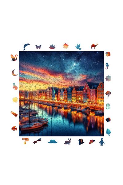 Pinecone بازل خشبي منقوش بمناظر ميناء - 353 قطعة، 29x29 سم، بازل فريد S1-12