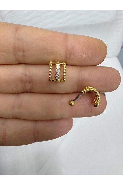 Arescollection Zirkon taşlı  1 adet halka görünümlü tragus helix lobe conch f...