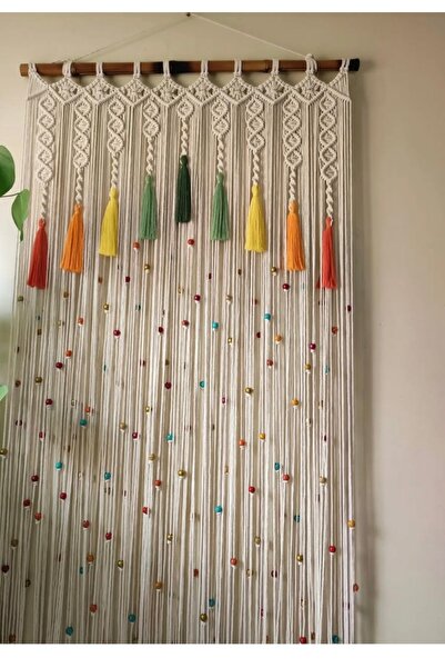 cessehome Makrome Perde Renklı Boncuklu