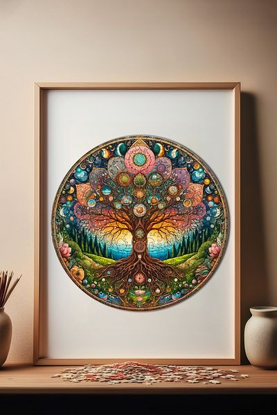 Pinecone شجرة الحياة الكونية - ألغاز خشبية مجزأة فريدة من نوعها 252 قطعة 29x29 سم A1-08