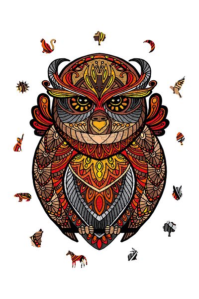 Pinecone Owl Figure - 211 Piece Puzzle with Unique Pieces Wz-16, Including Foil 27X38 cm