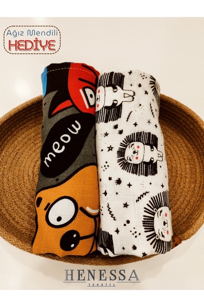 HENESSA TEKSTİL طقم بطانية وبطانية موسلين مكون من قطعتين - 100% قطن، معتمد من...