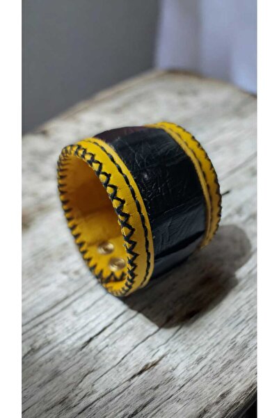 ELİS سوار من الجلد الطبيعي أصفر-أسود