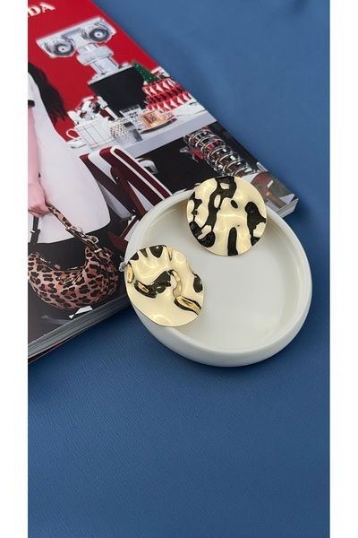 TRENDTAKI asimetrik parlak gold kaplama küpe 0191