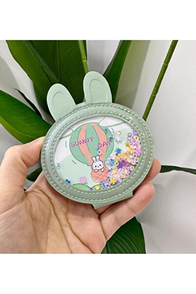 PEKİBU BONCUKLU MİNİ CEP ÇANTA AYNASI TAVŞAN YEŞİL