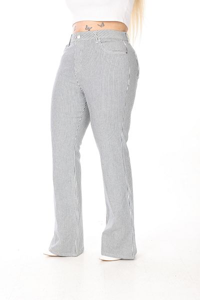 Era Lisa Women's Large Size Jeans with Flared Leg Lycra Stripes.