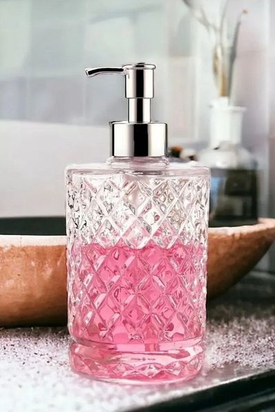 Woodcept Luxury Glass Liquid Soap Dispenser Dishwashing Liquid Bottle 500 ml