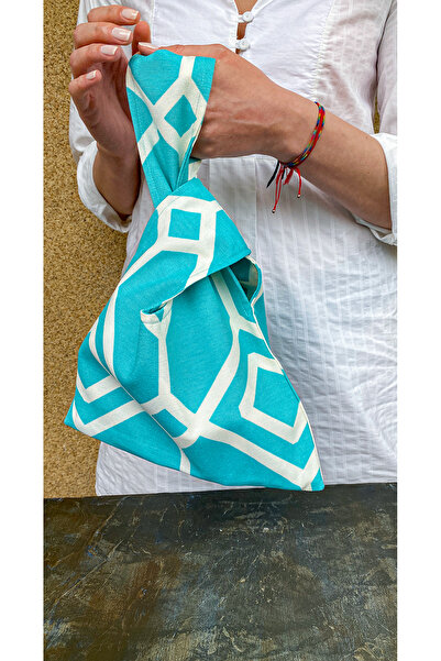 Anı Home Bodrum Esintisi Japon Düğümlü Duck Kumaş Çanta Clutch Çanta