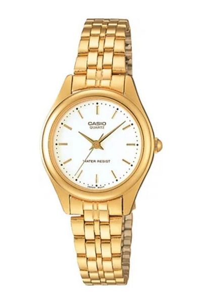 Casio Women's Gold Color Women's Wristwatch with White Cord