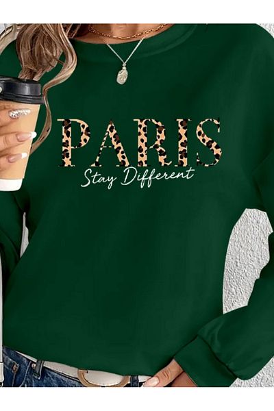 Bay Şapkacı Silky Women's Long Sleeve Crew Neck Patterned Viscose Two Thread Blouse