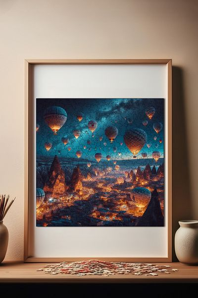 Pinecone Wooden Puzzle Magical Balloons of Cappadocia Unique Piece Jigsaw Puzzle 353 Pieces 29X29 cm S1-11