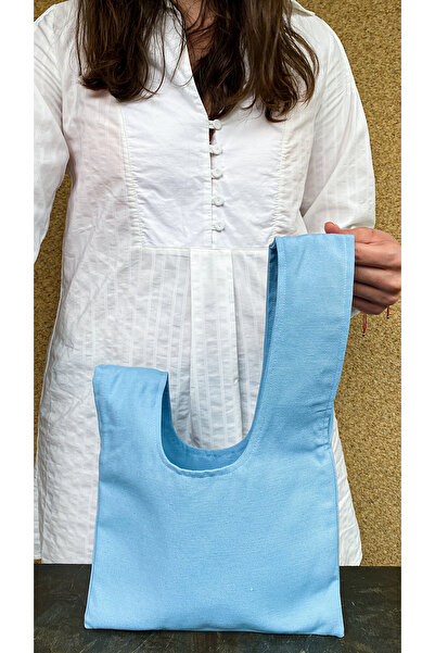 Anı Home Japon Düğümü Bebek Mavisi Duck Kumaş Clutch Çanta