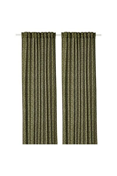 IKEA - TRYSTAVMAL, perdea/2 lame, verde-alb, 145x300 cm