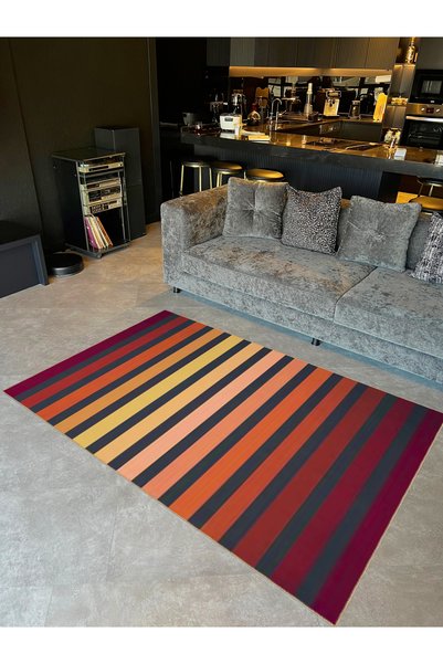 Rugs Modern Halı سلسلة الجمشت متعددة الألوان مخططة بتفاصيل شريطية منقوشة بقاع...
