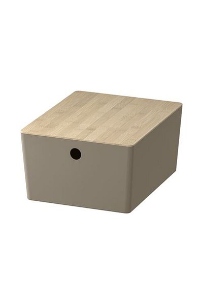 IKEA Kuggis, Closed Box, Subjective Grey-Beige-Bambu, 26X35X15 cm