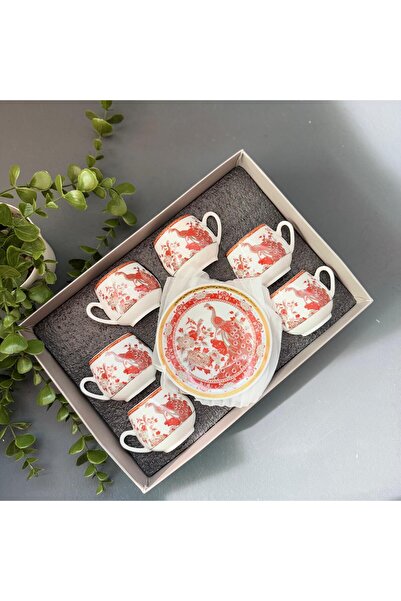 hinezahome Kırmızı Kuş Fincan 6 Kişilik