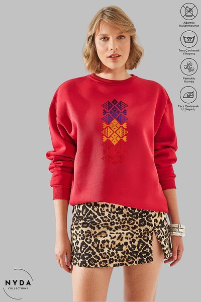 Nyda Collections Унисекс суитшърт с дълъг ръкав, щампа Румъния Кусатура и кръгло деколте, без качулка и повдигнати елементи