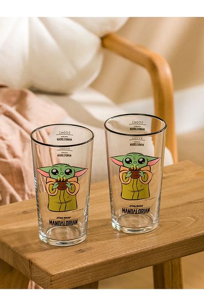 LC Waikiki Mixed Yoda Printed Water Glass 2 Pack 570 ml
