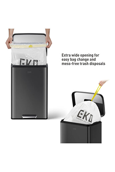 EKO MADISON PEDALLI PASLANMAZ KARE ÇÖP KOVASI - 30 LT - SİYAH