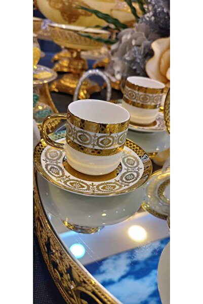 LOKMAN ZÜCCACİYE طقم فناجين قهوة بورسلين منقوشة من LENORA