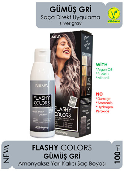 Neva Flashy Colors Yarı Kalıcı Saç Boyası Silver Gray / Gümüş 100 Ml