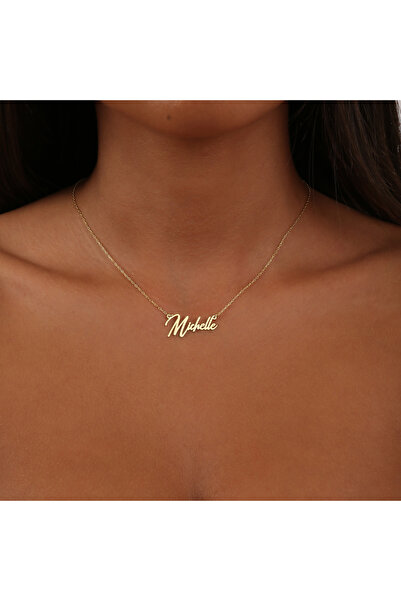 demos 925 AYAR Gümüş Kaplama İsim Kolye-18 Ayar Gold Kaplama Zarif İsim Kolye...