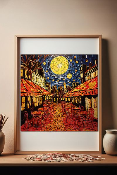 Pinecone لغز خشبي مرصع بالنجوم من Van Gogh Cafe Terraesta - 353 قطعة بتصميم ليلي فريد مقاس 29 × 29 سم S1-33