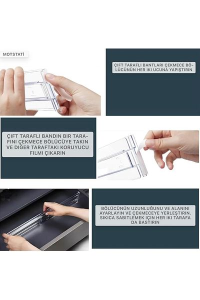 Yenigeldi 4 τμχ Clear Acrylic Telescopic Organizer - Ρυθμιζόμενο συρτάρι και διαχωριστικό Y3336