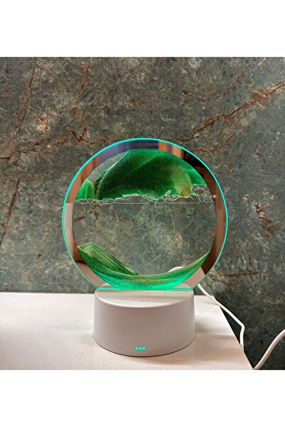 HEDİYEBİZİZ IŞIKLI Kum Saati - Kum Dağı Akış Tablosu Büyük Boy Renk Değiştiren - YEŞİL