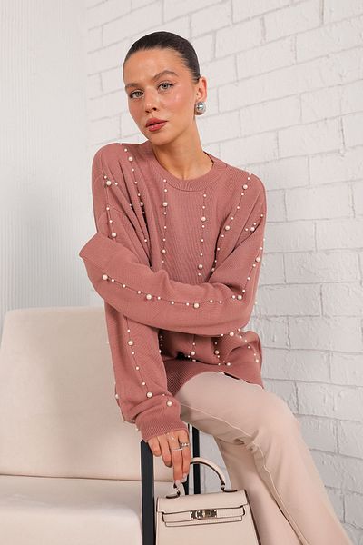 Melike Tatar Dried Rose Pearl Knitwear Sweater 32-7001