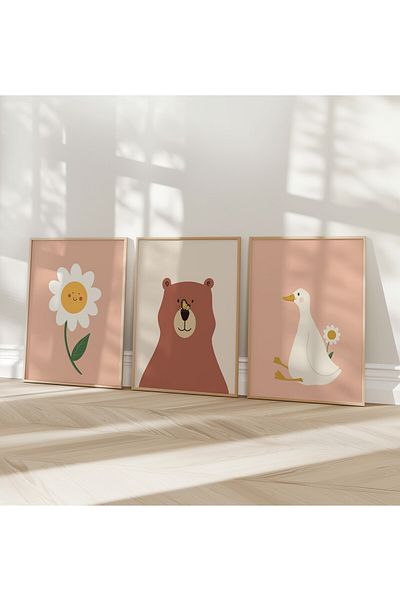 Home Σετ 3 αφίσες Cute Nature Friends, Είδη διακόσμησης παιδικού δωματίου, Παιδιά και μωρά