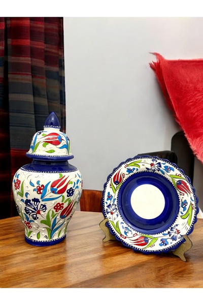 STORESZA Küp Vazo ve Tabak Seti - Kütahya Çini Sanatının İncisi (20 cm Vazo &...