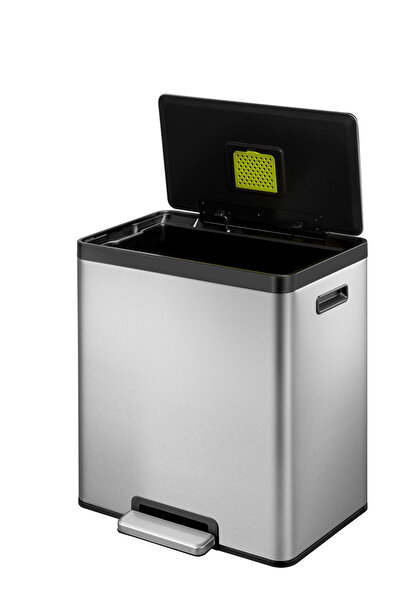 EKO ECOCASA ⅡPEDALLI PASLANMAZ KARE ÇÖP KOVASI - 20 LT - SATEN