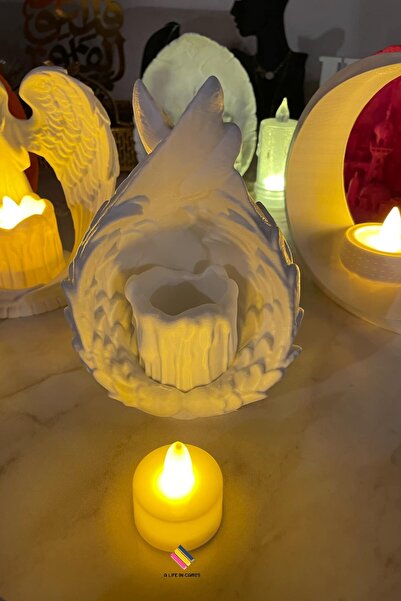 Decorative Angel wing led candle holder ( Tealight led Candle gift) 16cm lighted candlestick home office valentines