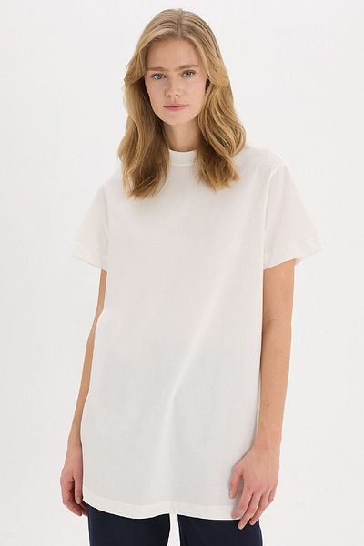 DeFacto Normale Passform, Rundhalsausschnitt, einfache, einfarbige Kurzarm-T-Shirt-Tunika A8351AX25SP