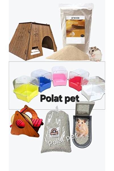 polat pet 6 parça Hamster,Ginepig saklanma yuvası, salıncak, banyo seti ve tu...