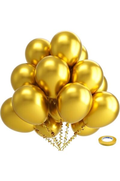 BALON DİYARI 10 Gold Gold Metallic Balloons - Premium Latex