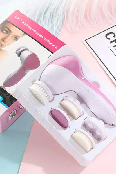 Lüks Seri 5 in 1 Pilli Yüz Temizleme, Masaj ve Peeling Fırçası Seti Cilt Canlandırıcı Sıkılaştırıcı