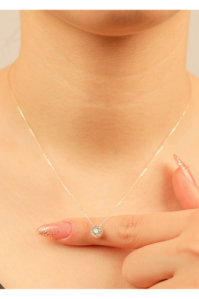 kuyumcu nurettin 1,60 gr  (gram)  Yuvarlak Baget Taşlı Kolye 45 cm 14 Ayar Altın