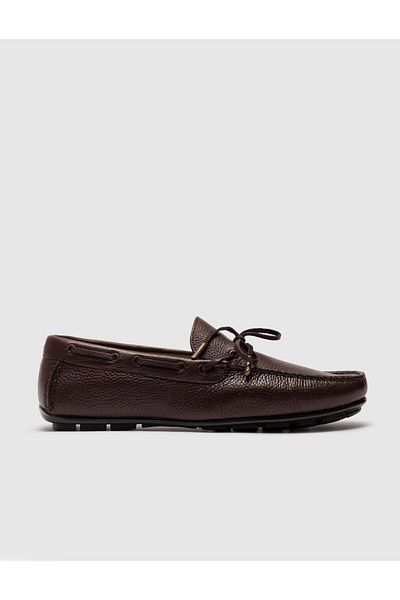 Cabani Genuine Leather Brown Lace Detailed Men's Loafer Shoes