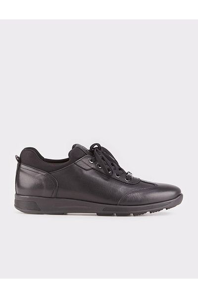 Cabani Genuine Leather Black Lace-Up Men's Casual Shoes