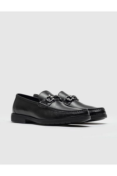 Cabani Black Genuine Leather Men's Casual Shoes