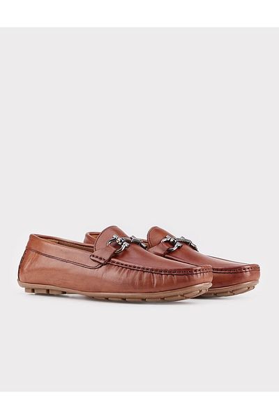 Cabani Buckle Detailed Genuine Leather Tan Men's Loafer