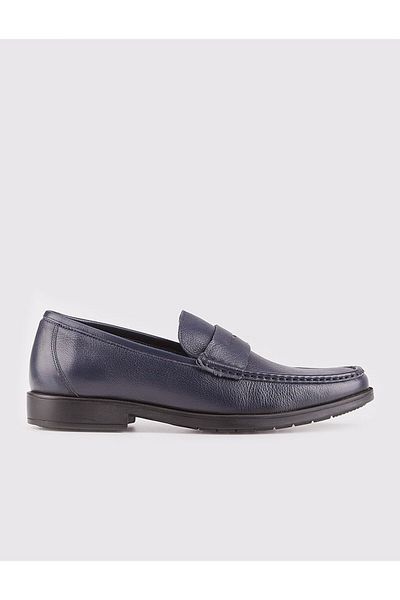 Cabani Genuine Leather Navy Blue Winter Men's Casual Shoes