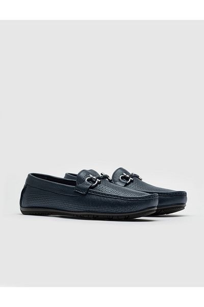 Cabani Genuine Leather Navy Blue Men's Loafer