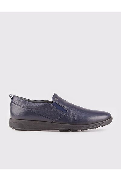 Cabani Navy Blue Genuine Leather Men's Casual Shoes