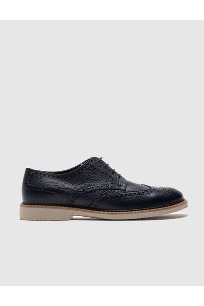 Cabani Ανδρικά casual παπούτσια από γνήσιο δέρμα Navy Blue Lace-Up με δερμάτινη επένδυση