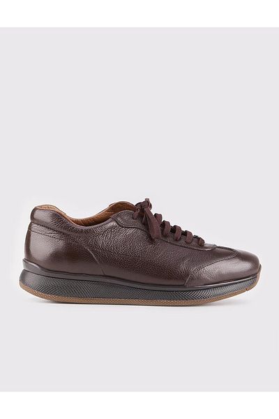 Cabani Lightweight High Genuine Leather Brown Lace-up Casual Men's Sneakers