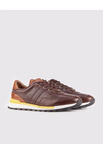Cabani Genuine Leather Brown Lace-Up Men's Casual Shoes